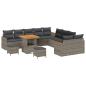 Preview: ARDEBO.de - 13-teiliges Garten-Sofa-Set mit Kissen Grau Poly-Rattan Akazie