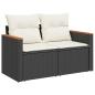 Preview: 14-teiliges Garten Sofa Set mit Kissen Schwarz Poly Rattan Akazie
