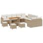 Preview: 14-teiliges Garten Sofa Set mit Kissen Beige Poly Rattan Akazie