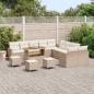 Preview: 14-teiliges Garten Sofa Set mit Kissen Beige Poly Rattan Akazie