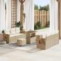 Preview: ARDEBO.de - 9-teiliges Garten-Sofa-Set mit Kissen Beige Poly Rattan Akazie