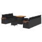 Preview: ARDEBO.de - 10-teiliges Garten-Sofa-Set mit Kissen Schwarz Poly Rattan Akazie