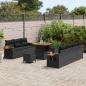 Preview: 10-teiliges Garten-Sofa-Set mit Kissen Schwarz Poly Rattan Akazie