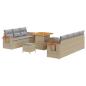 Preview: 10-teiliges Garten Sofa Set mit Kissen Beige Poly Rattan Akazie