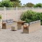 Preview: 10-teiliges Garten Sofa Set mit Kissen Beige Poly Rattan Akazie