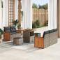 Preview: ARDEBO.de - 8-teiliges Garten Sofa Set mit Kissen Grau Poly Rattan Akazie