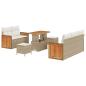 Preview: ARDEBO.de - 8-teiliges Garten Sofaset mit Kissen Beige Poly Rattan Akazienholz