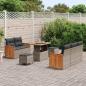 Preview: 8-teiliges Garten Sofa Set mit Kissen Grau Poly Rattan Akazie