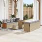 Preview: ARDEBO.de - 11-teiliges Garten Sofa Set mit Kissen Beige Poly-Rattan Akazie