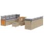 Preview: 11-teiliges Garten-Sofa-Set mit Kissen Beigem Poly Rattan Akazie