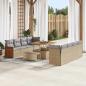 Preview: ARDEBO.de - 11-teiliges Garten-Sofa-Set mit Kissen Beige Poly Rattan Akazie