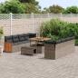 Preview: 11-teiliges Garten Sofa Set mit Kissen Grau Poly Rattan Akazie