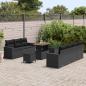 Preview: 10-teiliges Garten Sofaset mit Kissen Schwarz Poly-Rattan Akazie