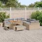 Preview: 13-teiliges Garten-Sofa-Set mit Kissen Beige Poly-Rattan Akazie