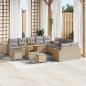 Preview: ARDEBO.de - Gartensofa-set mit Kissen 17 pcs Beige und Hellgrau Poly-Rattan