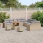 Preview: Gartensofa-set mit Kissen 17 pcs Beige und Hellgrau Poly-Rattan