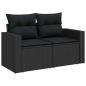 Preview: 14-teiliges Garten-Sofa-Set mit Kissen Schwarz Poly Rattan Akazie