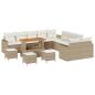 Preview: 14-teiliges Garten Sofa Set mit Kissen Beige Poly Rattan Akazie
