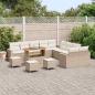 Preview: 14-teiliges Garten Sofa Set mit Kissen Beige Poly Rattan Akazie