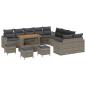 Preview: 14-teiliges Garten Sofa Set mit Kissen Grau Poly Rattan Akazie