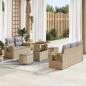 Preview: ARDEBO.de - 8-teiliges Garten Sofa Set mit Kissen Beige Poly Rattan Akazie
