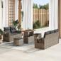 Preview: ARDEBO.de - 8-teiliges Garten Sofa Set mit Kissen Grau Poly Rattan