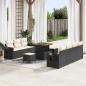Preview: ARDEBO.de - 10-teiliges Garten-Sofa-Set mit Kissen Schwarz Poly Rattan Akazie