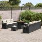 Preview: 10-teiliges Garten-Sofa-Set mit Kissen Schwarz Poly Rattan Akazie