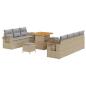 Preview: 10-teiliges Garten Sofa Set mit Kissen Beige Poly Rattan Akazie