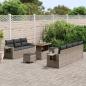 Preview: 10-teiliges Garten Sofa Set mit Kissen Grau Poly Rattan Akazie