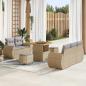 Preview: ARDEBO.de - 8-teiliges Garten Sofa Set mit Kissen Beige Poly Rattan Akazie