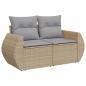 Preview: 8-teiliges Garten Sofa Set mit Kissen Beige Poly Rattan Akazie