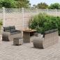 Preview: 8-teiliges Garten Sofa Set mit Kissen Grau Poly Rattan Akazie