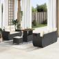 Preview: ARDEBO.de - 8-teiliges Garten-Sofa-Set mit Kissen Schwarz Poly-Rattan Akazie