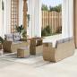 Preview: ARDEBO.de - 8-teiliges Garten Sofa Set mit Kissen Beige Poly Rattan Akazie