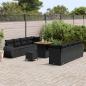 Preview: 11-teiliges Garten Sofa Set mit Kissen Schwarz Poly-Rattan Akazie