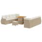 Preview: 11-teiliges Garten Sofa Set mit Kissen Beige Poly-Rattan Akazie