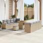 Preview: ARDEBO.de - 11-teiliges Garten-Sofa-Set mit Kissen Beige Poly-Rattan Akazie
