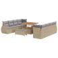 Preview: 11-teiliges Garten Sofa Set mit Kissen Beige Poly Rattan Akazie