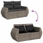 Preview: 11-teiliges Garten-Sofa-Set mit Kissen Grau Poly Rattan Akazie