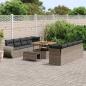 Preview: 11-teiliges Garten-Sofa-Set mit Kissen Grau Poly Rattan Akazie