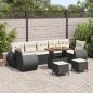 Preview: ARDEBO.de - 10-teiliges Garten-Sofa-Set mit Kissen Schwarz Poly-Rattan Akazie