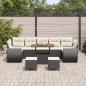Preview: 10-teiliges Garten-Sofa-Set mit Kissen Schwarz Poly-Rattan Akazie