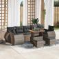 Preview: ARDEBO.de - 10-teiliges Garten Sofa Set mit Kissen Grau Poly Rattan Akazie