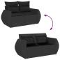 Preview: ARDEBO.de - 8-teiliges Garten Sofa Set mit Kissen Schwarz Poly Rattan Akazie