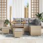 Preview: 8-teilige Garten-Sofa Set mit Kissen Beige Poly Rattan Akazie