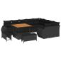 Preview: 12-teiliges Garten Sofa Set mit Kissen Schwarz Poly Rattan Akazie