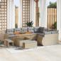 Preview: ARDEBO.de - 12-teiliges Garten Sofa Set mit Kissen Beige Poly Rattan Akazie