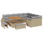 Preview: 12-teiliges Garten Sofa Set mit Kissen Beige Poly Rattan Akazie