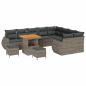 Preview: 12 Teile Garten Sofa Set mit Kissen Grau Poly Rattan Akazie